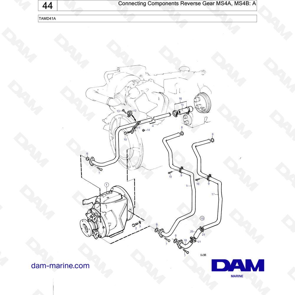 Spare parts and exploded views for Volvo Penta TMD41A